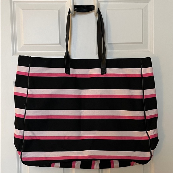 Victoria's Secret Black and Pink Striped Tote - Picture 3 of 3